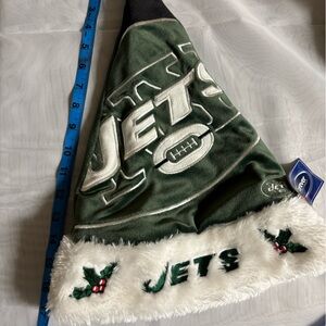 Green Jets Santa Hat with White Fur Trim